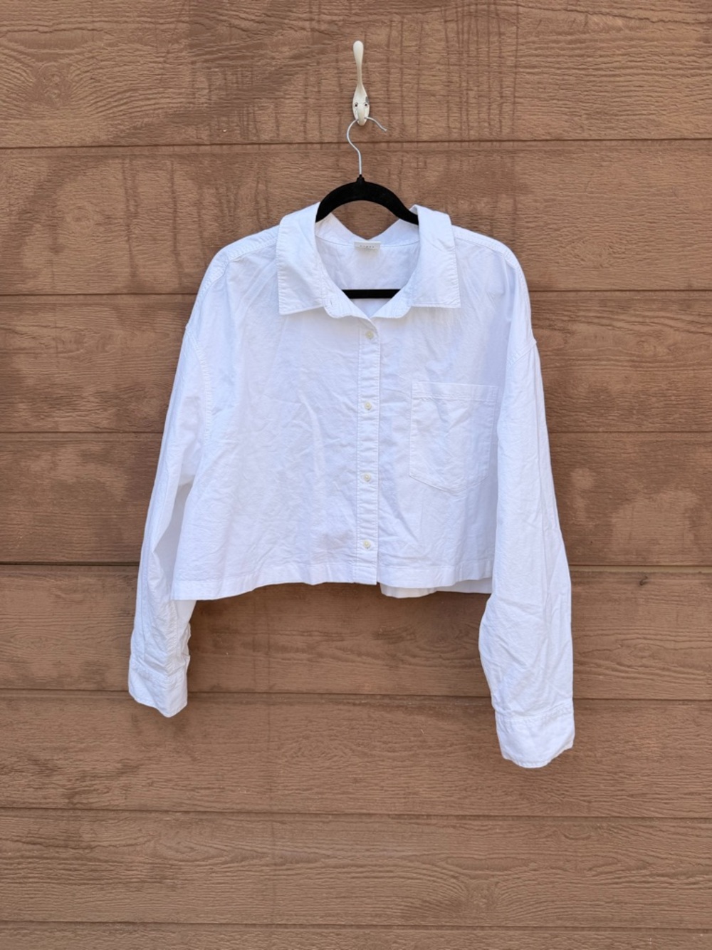 OFFLINE by Aerie Cropped White Button-Up Shirt Top 100% cotton